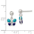 thumbnail image 2 of 925 Sterling Silver Blue Purple Butterfly Childrens Post Drop Dangle Earrings Animal, 2 of 6