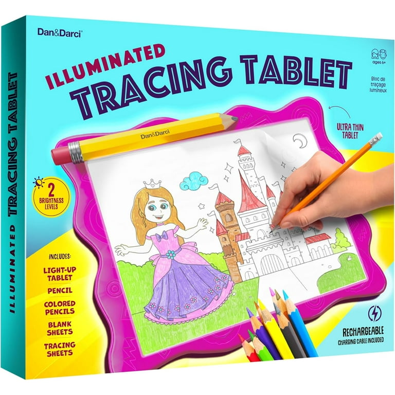 Dan&Darci Light Up Tracing Pad for Kids - Arts & Crafts Art Drawing Tracer Board for Girls & Boys Ages 6-12 - Birthday Toys Gift Ideas for Girl or Boy 6+ Year Old Toy