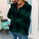 thumbnail image 5 of Puntoco, abrigo para mujer, moda para mujer, cálido cuello de tortuga, cremallera, estampado a cuadros, prendas de vestir exteriores informales de felpa, top, liquidación de Navidad Puntoco Puntoco-3432, 5 of 9