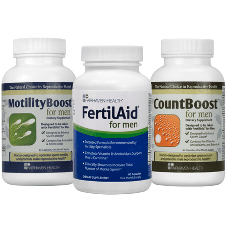 FertilAid for Men, MotilityBoost, Countboost Bundle (1 Month Supply) Fertility