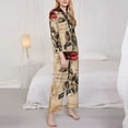 thumbnail image 3 of Haiem Vintage Rose Botanical Art Pattern Women’s Long-sleeve Sleepwear,Sleepwear Set,2-piece Loungewear Set,Soft PJs Comfy Nightwear with Pockets-Small, 3 of 7