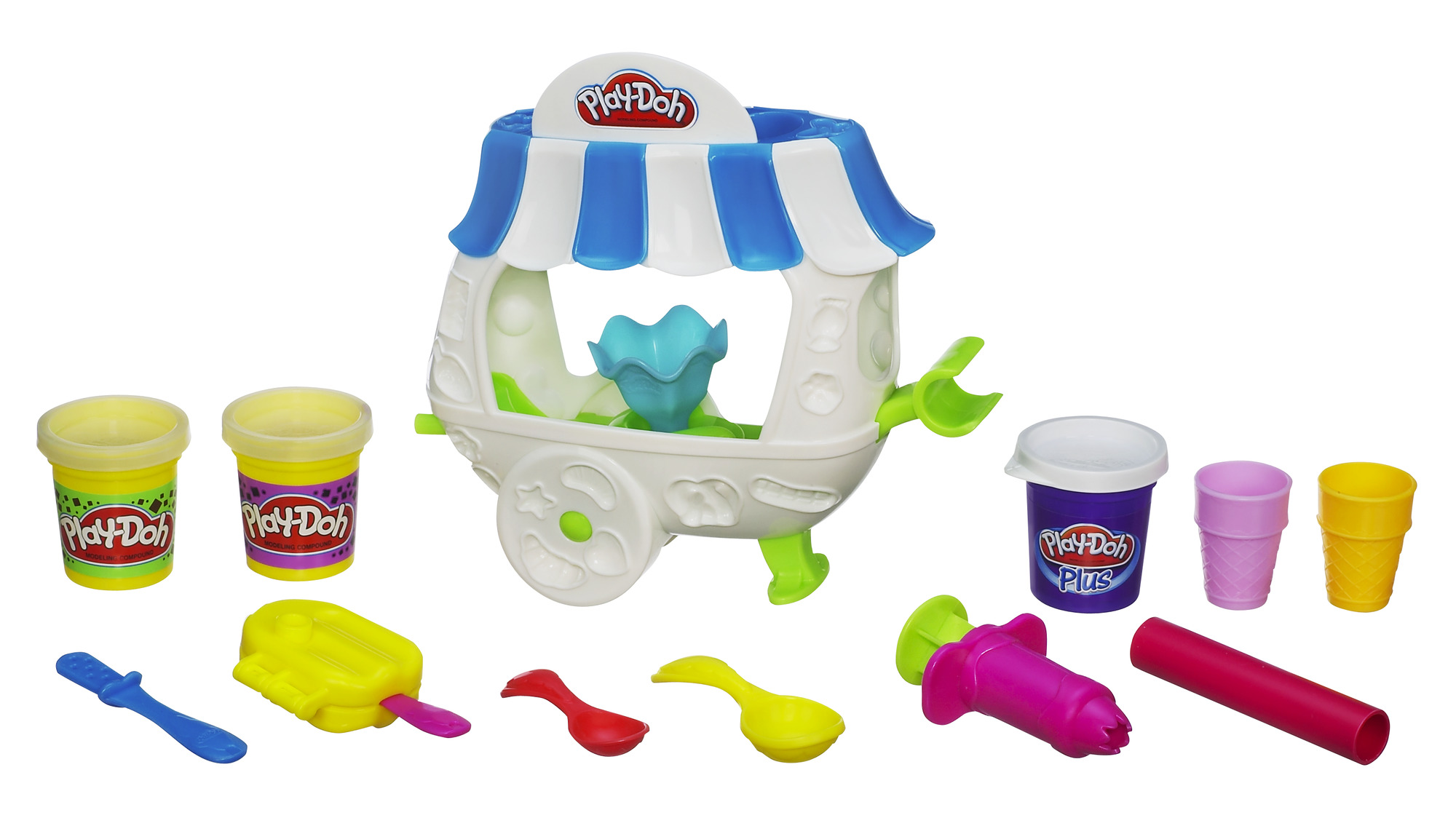 Play-Doh 15 Piece Sweet Shoppe Sundae Cart Plastic Play Food Set, Ice Cream (Multi-color) - image 3 of 3