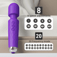 thumbnail image 5 of Godewogo Wand personal massage vibrator, equipped with 20 vibration modes, 8-speed, body massager, wireless charging,Purple, 5 of 7