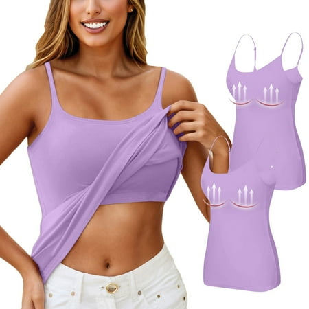 Nokdvo 2PC Yoga Racerback Tank Top for Women with Built in Bra Women s Padded Sports Bra Fitness Workout Running Shirts 4XL