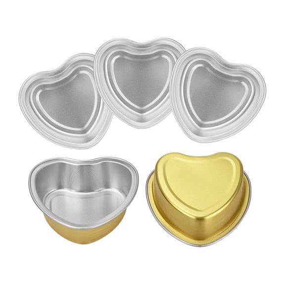 Vogacara Cuenco de fusión ligero de cera en forma de corazón, cuencos para depilación, contenedor resistente a altas temperaturas, accesorio Ayudas para vestirse con gancho de botón Oro/5 piezas