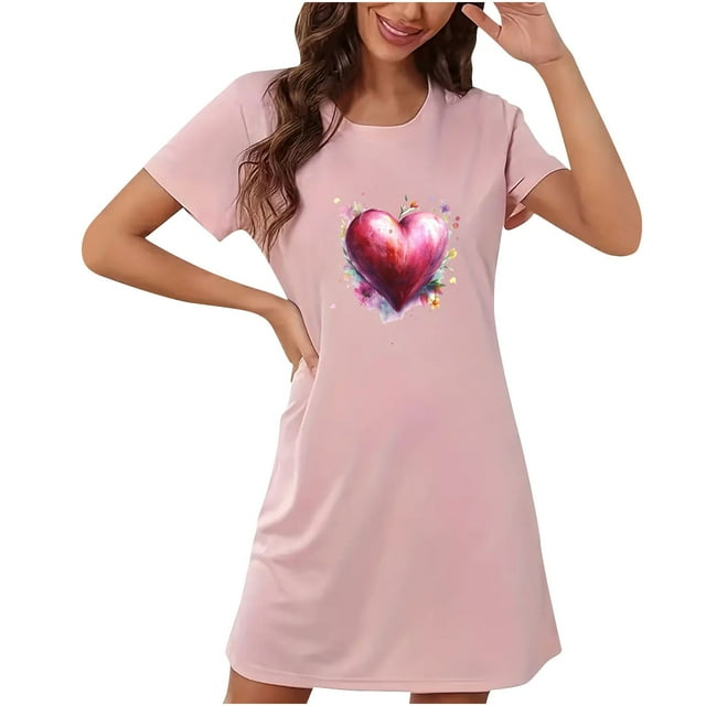 Camisón corto de talla grande para mujer, camisón de manga corta con estampado de pecho a la moda, camisón para mujer