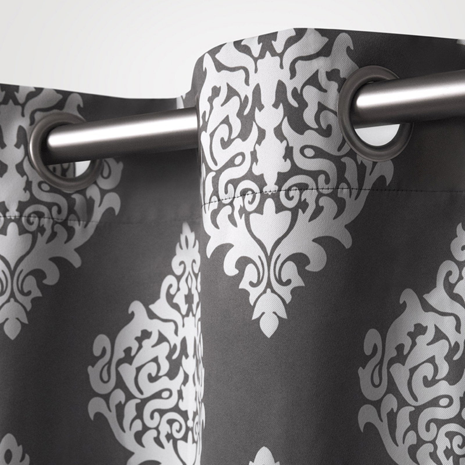 Exclusive Home Medallion Room Darkening Blackout Grommet Top Curtain Panel Pair, 52"x63", Peacoat Blue