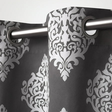 Set of 2 108"x52" Medallion Blackout Thermal Grommet Top Window Curtain Panel Taupe - Exclusive Home