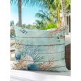 thumbnail image 3 of Outdoor Pillow Waterproof 1 Pack, Teal Beach Coastal Patio Throw Pillows for Couch Bed Sofa with Insert, Summer Nautical Coral Shell Botanical Vintage Decorative Travel/Reading Pillow Set 16x16 Inch, 3 of 6