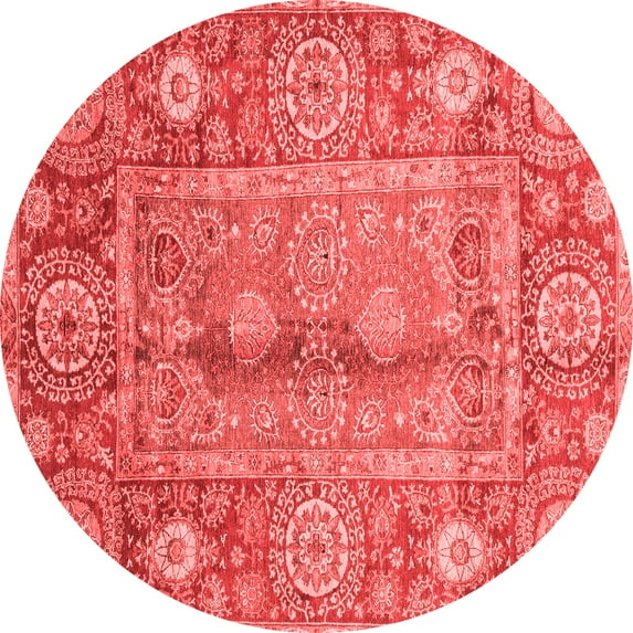 Ahgly Company Indoor Round Oriental Red Traditional Area Rugs, 4' Round