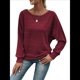 thumbnail image 2 of Blusas de Larga Suaves para Mujer, Cuello Redondo, Estilo Jersey, Informales, de Punto, con de Murciélago, Grandes, 2025 Vino Tinto XXL, 2 of 9