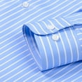 thumbnail image 4 of Mens Long Sleeve Stripes Casual Dress Shirt Button Down 4-Way Stretch Casual Business Work T-Shirts, Light Blue, Size XXL, 4 of 7