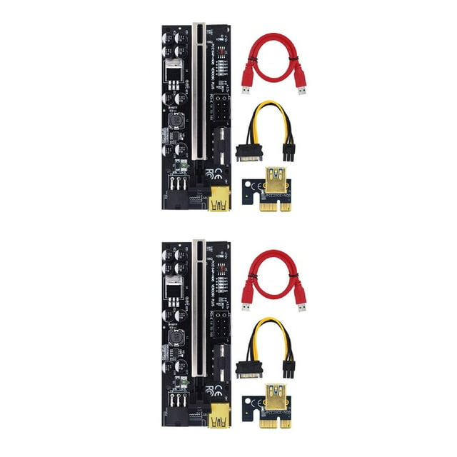 Maytalsory PCI-E 1x to 6x Exender Board USB Card Module Portable Mining Computer Motherboard Adapter Component Device Miner Black Slot+Red Wire 2Set