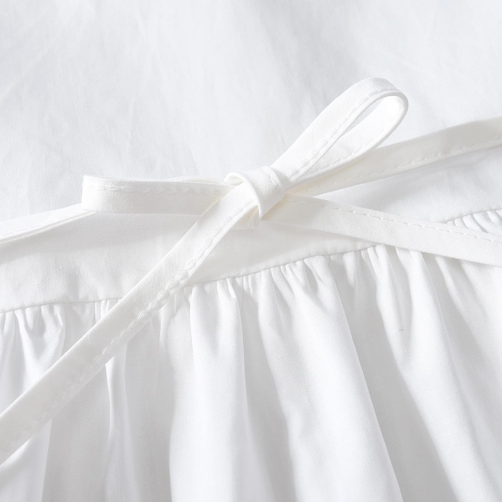 CHEEREAM Toddler Girls Casual Dress Puff Sleeve A-Line Swing Flared Party Birthday Dresses with Peter Pan Collar for 2-14 Years White 4 Years