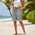 thumbnail image 2 of JJHGVB Women's Shorts Bermuda Flowy Shorts Knee Length with Pockets Beach Pants Casual Summer Shorts High Waisted Lightweight Comfortable Pants Athletic Shorts for Women Gray 3XL, 2 of 9