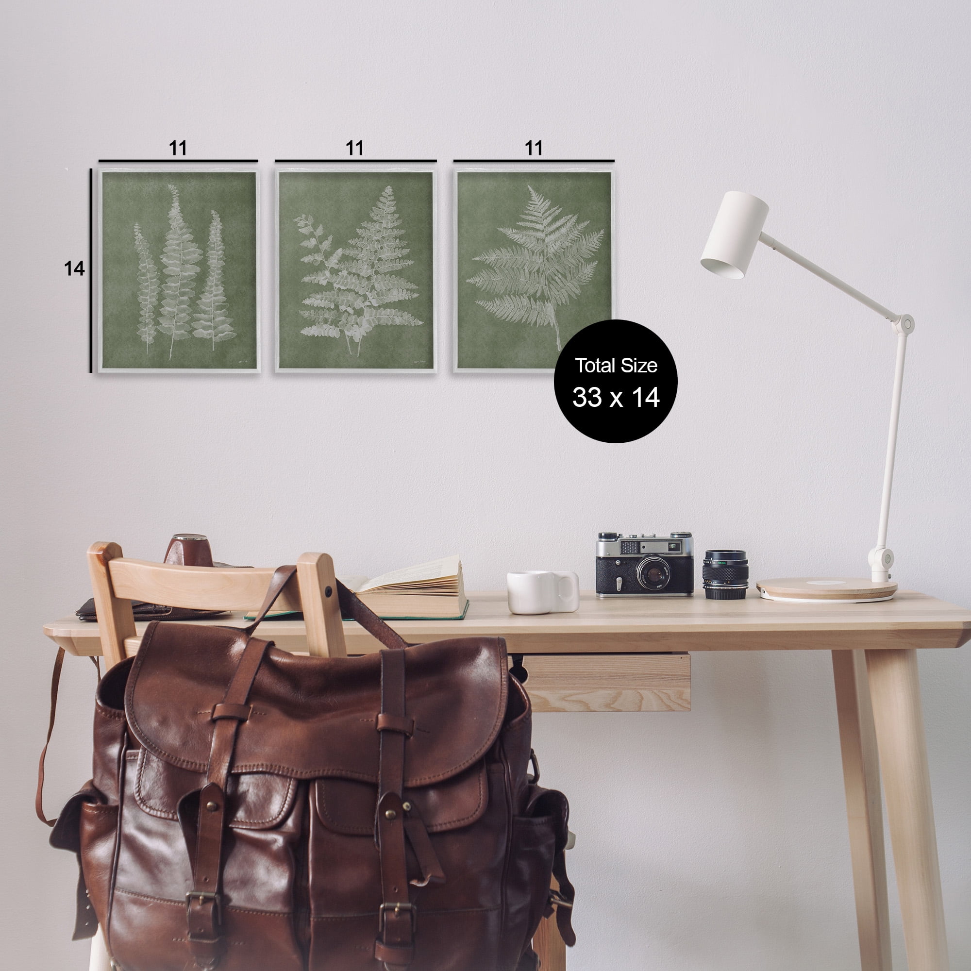 Stupell Industries Vintage Fern Silhouettes Botanical & Floral Painting Gray Framed Art Print Wall Art, 11 x 14, Set of 3