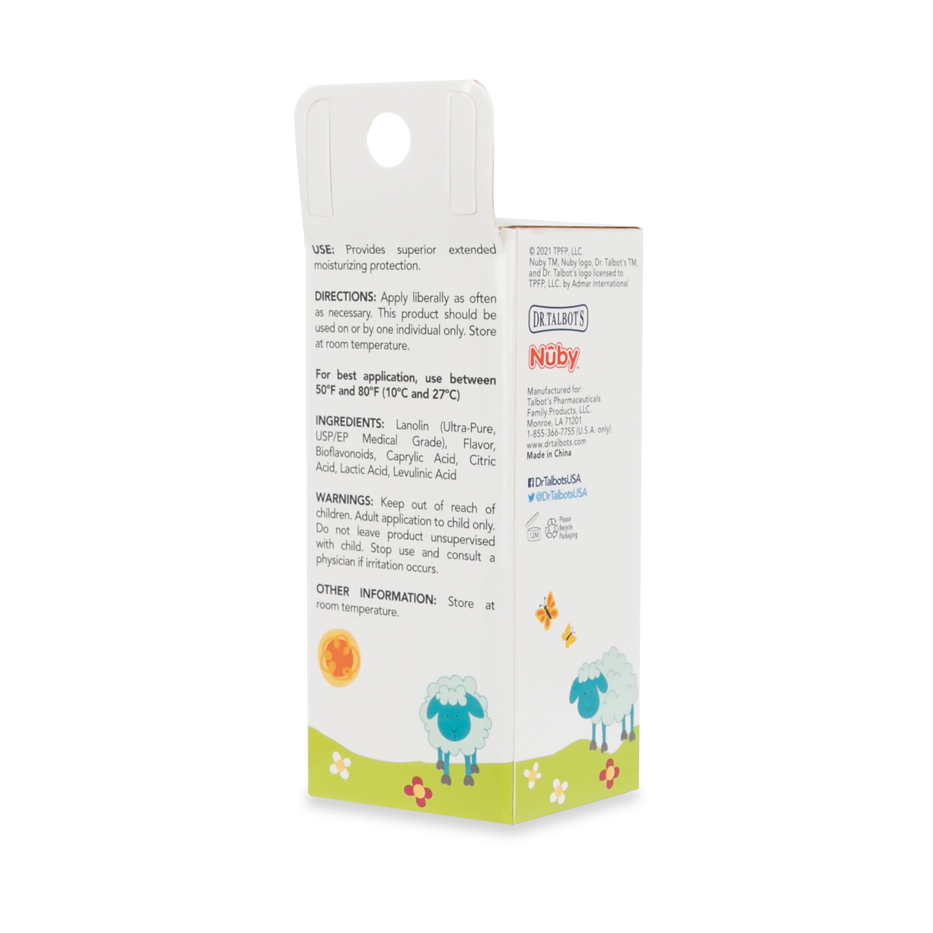 Dr. Talbot's Lanolin Lip & Cheek Balm for Babies, Vanilla Milk, 0.35 oz Tube