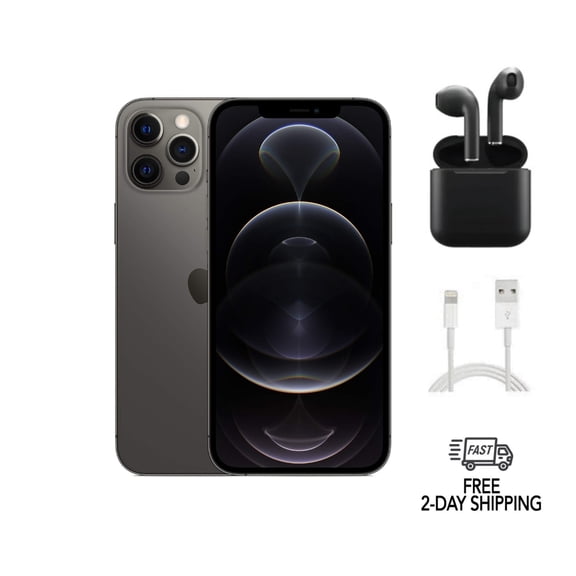 Pre-Owned Apple iPhone 12 Pro (Unlocked) 128GB Graphite (A2341) Bundle with Wireless Earbuds