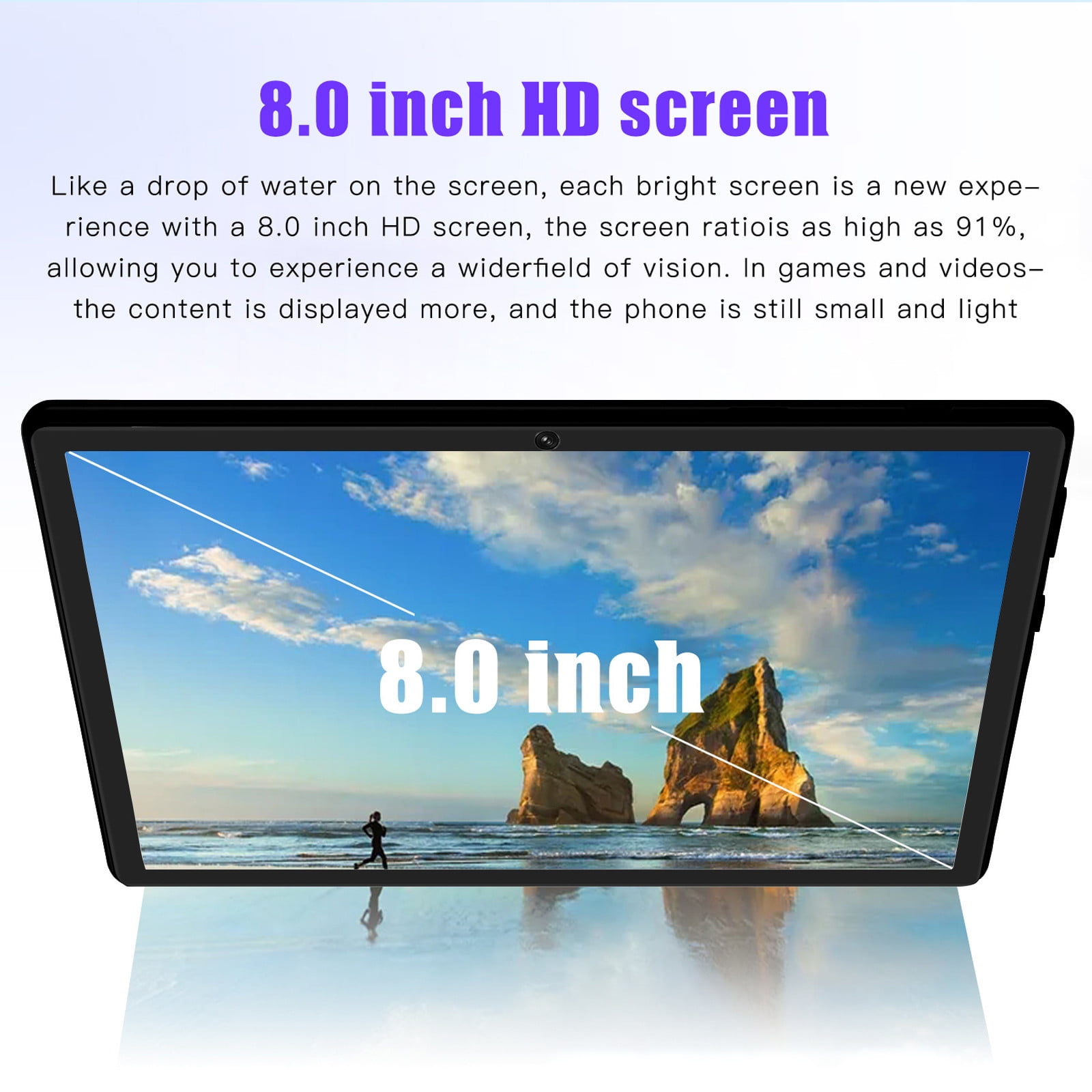 Skegnu HD 8-inch Tablets Android Version, WIFI Bluetooth Voice Call Learning Game Tablet, 2+16G/256G Eight Core Processor, Support SIM Card Communication Function Gift for Girls on Clearance