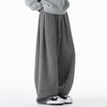 thumbnail image 7 of Men's Casual Relaxed Fit Textured Trousers Comfortable Everyday Wear Versatile Fashion Soft Fabric Loose Fit Mid Rise Pants for Autumn Winter Stretch Dress Pants Men's Navy Athletic, 7 of 7
