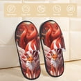 thumbnail image 2 of Bixox Men's Women's Red Leaf Flame Fox Patterned Plush House Slippers, Memory Foam Slippers, Indoor and Outdoor Warm Plush Bedroom Shoes, Soft Flat Sole, Comfortable and Non-slip, 2 of 5