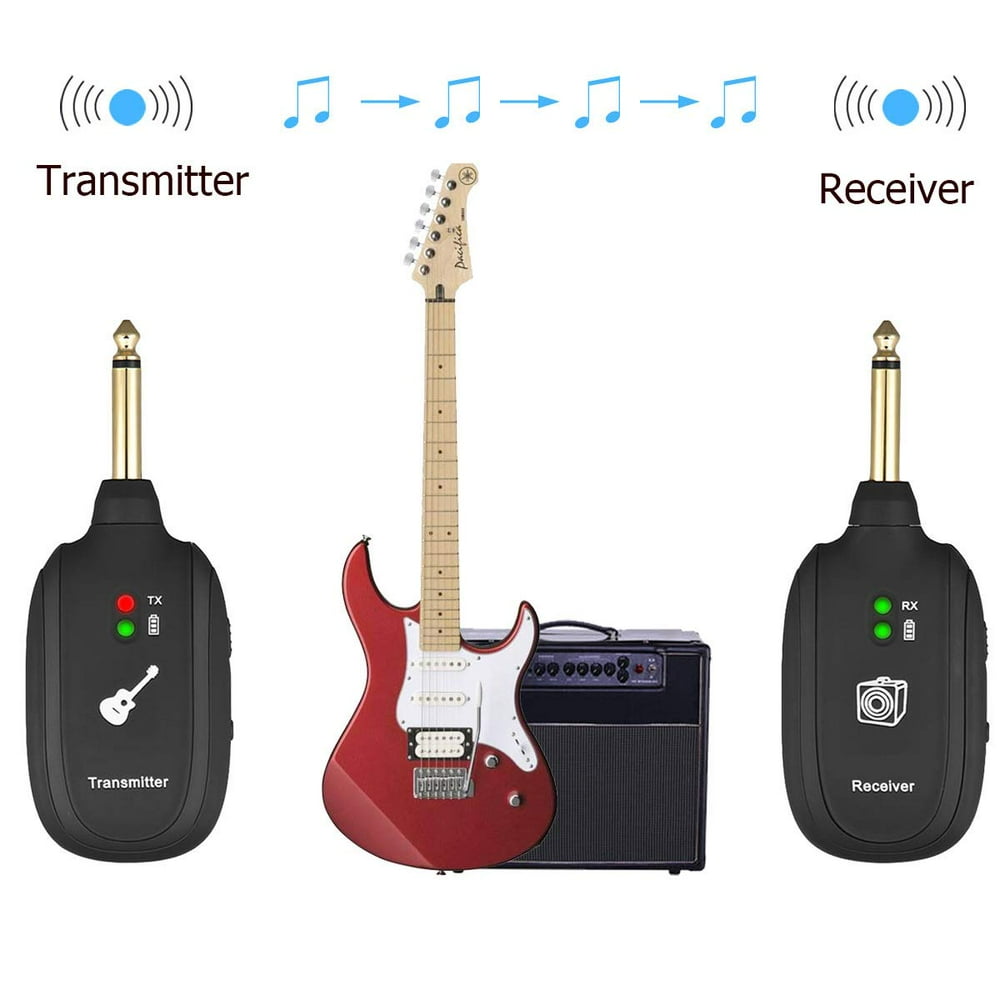 Wireless Guitar System, Wireless Guitar Transmitter Receiver 4 Channels