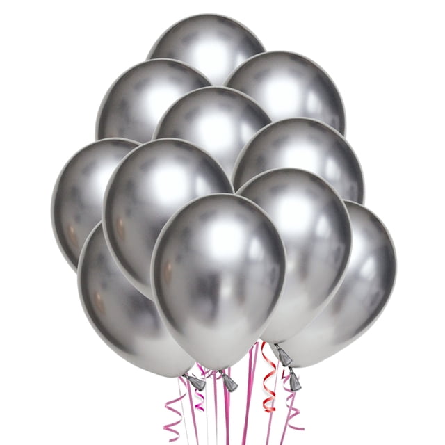 FELTECHELECTR 50 globos de látex grueso de 25 cm, color metálico, para fiestas (plateados)