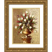 Welby 12x14 Gold Ornate Wood Framed with Double Matting Museum Art Print Titled - Spring Expressions II