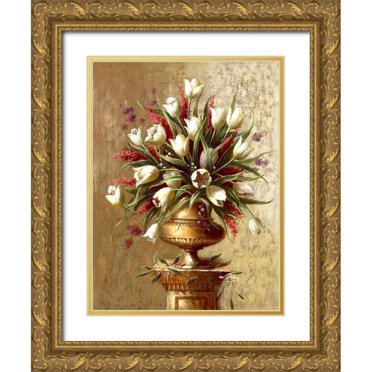 Welby 12x14 Gold Ornate Wood Framed with Double Matting Museum Art Print Titled - Spring Expressions II