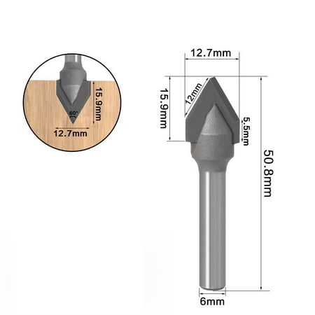 

BAMILL 60 Degree Router Bits Engraving Chamfer V Groove Bit 6mm 6.35mm Cutter Tool