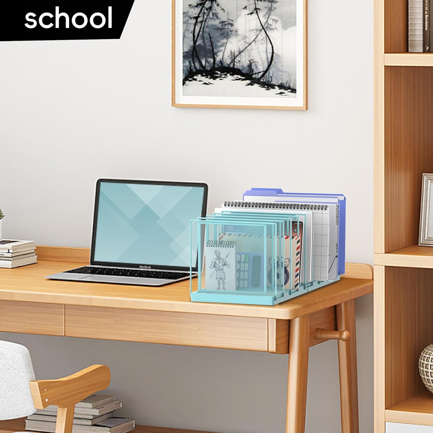 INTIGE Desktop File Sorter, Vertical File Folder, Mail Sorter Organizer, Metal Desktop Paper Folder Organizer
