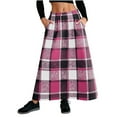 thumbnail image 3 of THDHVS Women's Skirts,Long Plaid Wool Skirt for Womens Winter Fall Warm High Elastic Waist A line Flared Pleated Wool Tartan Skirts,Skirts for Women Trendy, 3 of 8