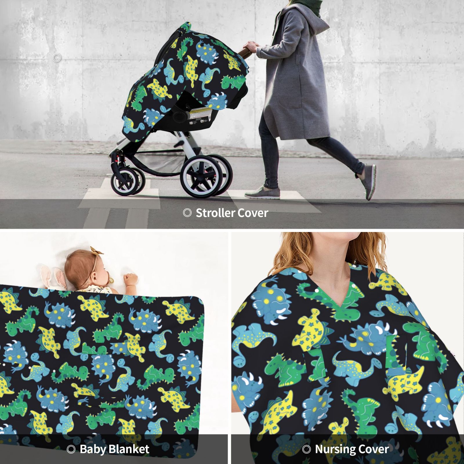 Car Seat Cover Baby - colorful Dinosaur Breathable Infant Car Seat Cover for Baby Carseat, Lightweight Comfort Baby Essentials Must Haves Newborn Stuff for Girl Boy