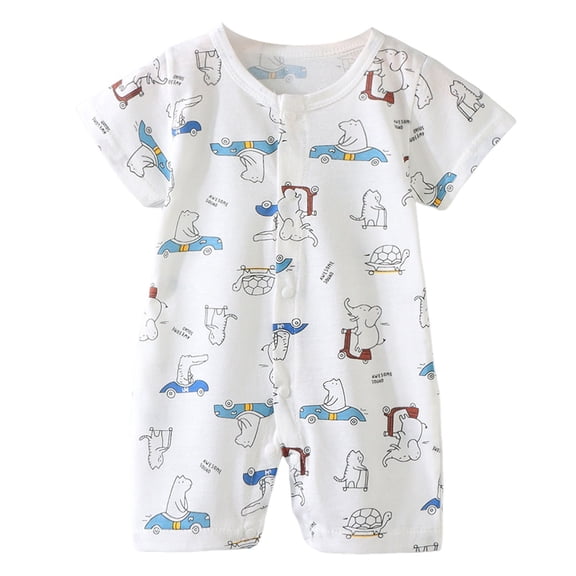 TOWED22 Newborn Baby Boy Girls Cute Print Romper Crew Neck Short Sleeve Toddler Summer Onesie Jumpsuit Bodysuit 0-36 Months(Mint Green,12-18 M)