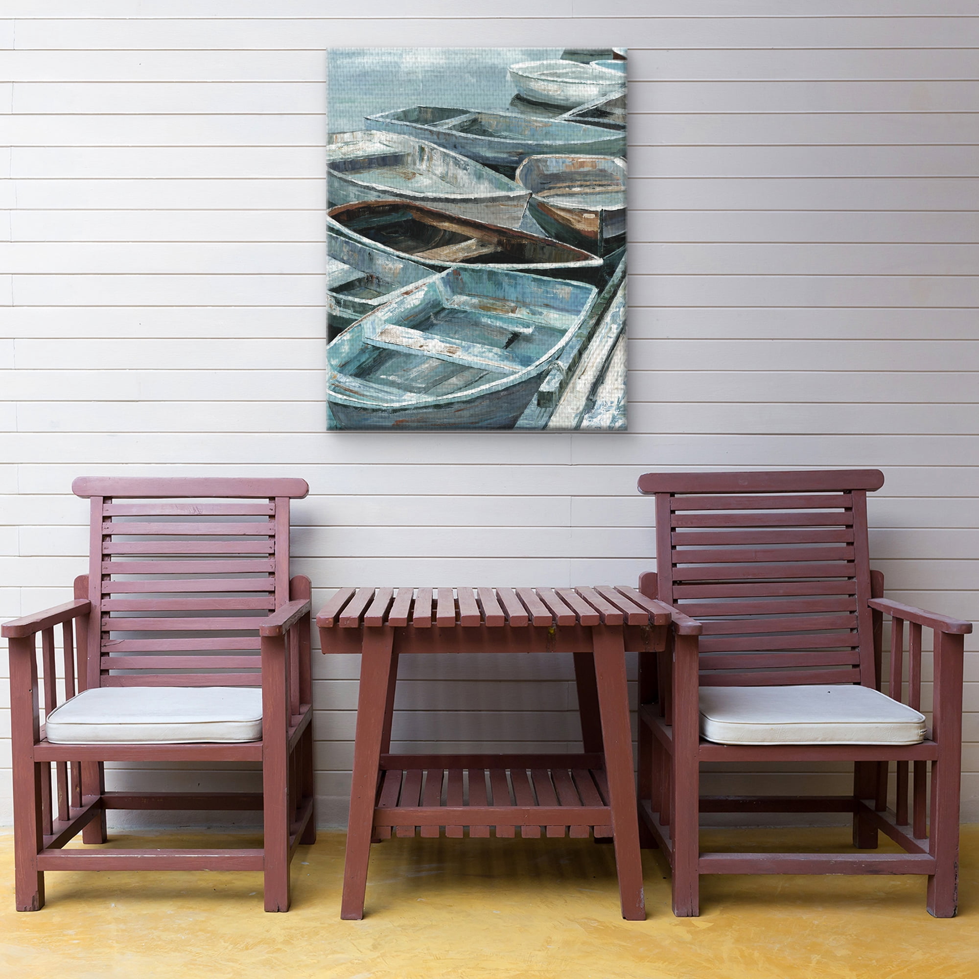 Masterpiece Art Gallery Rowing I Soft Boats By Sandy Doonan Canvas Art Print 22" x 28"