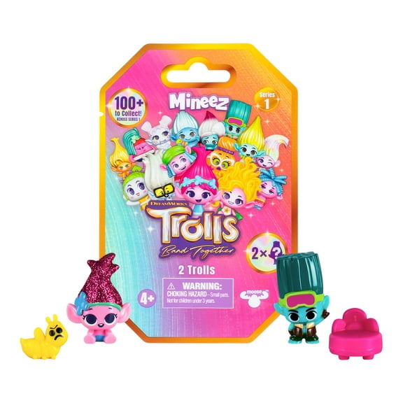 Trolls Band Together Mineez 1.5 inch Collectible Figures 2 Pack, 100  Figs to Collect, Ages 3 
