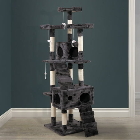 JAXPETY 67-in Cat Tree & Condo Scratching Post Tower, Gray