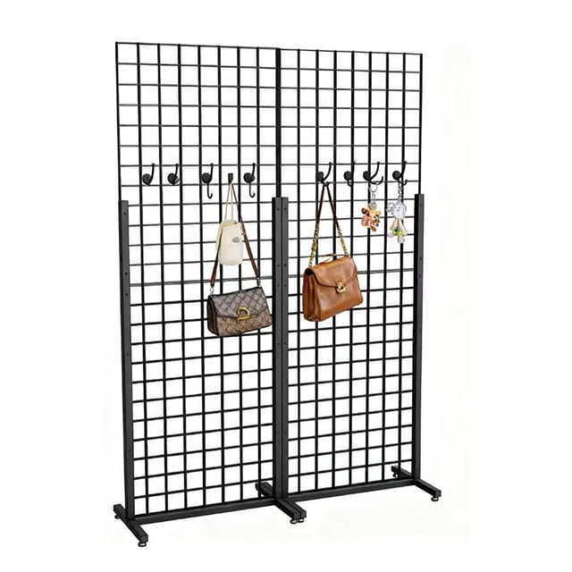 FixtureDisplays® Metal Stand Gridwall Display Sturdy Metel Wire Merchandiser Rack Floor Stand (10054+15809) x 2PK