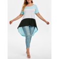 thumbnail image 1 of Tamaño más Colorblock Alto Bajo camiseta Rosegal Camisetas tallas grandes, 1 of 5