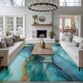 thumbnail image 4 of Teal Marble Area Rug 6x9 FT, Non Slip Living Room Throw Carpet, Modern Abstract Art Luxury Yellow Washable Soft Large Floor Carpet Non-Shedding Rug for Bedroom Dining Room Play Room, 4 of 9