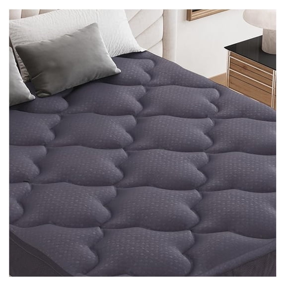 Pillow Top Mattress Topper California King Size, Mattress Pad Cover with 8-21 Inch Deep Pocket, Bed Mattress Protector for Back Soft Overfilled Down Filling, Grey