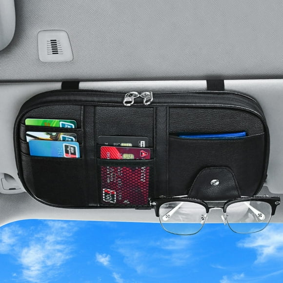 Organisateur de Pare-Soleil de Voiture Support de Rangement pour Pare-Soleil de Camion avec Multiples Poches Coulissantes et Grand Compartiment Zippé pour Plus de Petits Objets Super Pratique