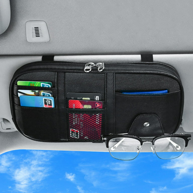 Car Interior Accessories Pocket Organizer, Auto Sun Visor Organizer,  Multifunction PU Car Storage Bag, Auto Glasses Ticket Documents Folder  Mobile Phone Organizer 