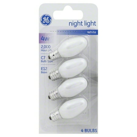 4 Light Incandescent Chandelette - GE Incandescent 4W White Night Light E12 Base 4pk
