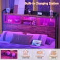 thumbnail image 2 of iSunirm Full Headboard Only, Headboard for Full Size Bed with Outlets and Storage, Bookcase Headboard with LED Lights, Height Adjustable, Sturdy and Easy Assembly, Rustic Brown, 2 of 10