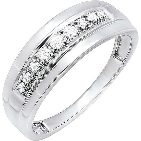 beryl_creation 925 Sterling Silver 3.00 Ct Round Cut White Diamond Men's Engagement Wedding Half Band Ring 14K White Gold Plated -7