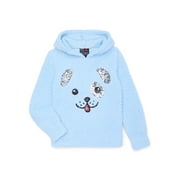 Miss Chievous Girls Sequin Critter Plush Faux Shearling Hoodie, Sizes 4-16