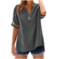 thumbnail image 3 of Neewe Button Down Shirts for Women Cotton Shirts Short Sleeve Dress Shirts Collared Blouses Work Casual Solid Tunic Tops, 3 of 4