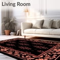 thumbnail image 2 of ODIKA 4'x6' Machine Washable Non-Slip Area Rug, Rose Petal Snowflake Christmas Foundation with Floral Elegance High Traffic Rug, Black, 654327, 2 of 7