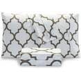 thumbnail image 2 of Mocassi Pattern Printed Pillowcases 2-Piece Set Egyptian Quality 1500 Thread Count Timeless Classic Designs Soft and Smooth Weave, Wrinkle Resistant, Quatrefoil King Pillowcase, White, 2 of 5